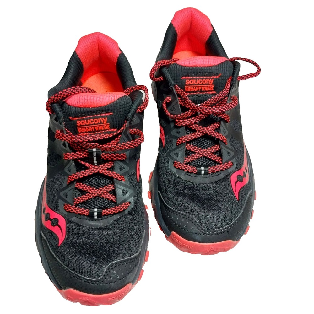 Saucony Grid Caliber TR Trail Running Shoes  Women Size 7.5 Black/Coral Sneakers